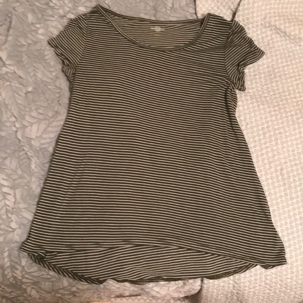 Green and white striped t-shirt